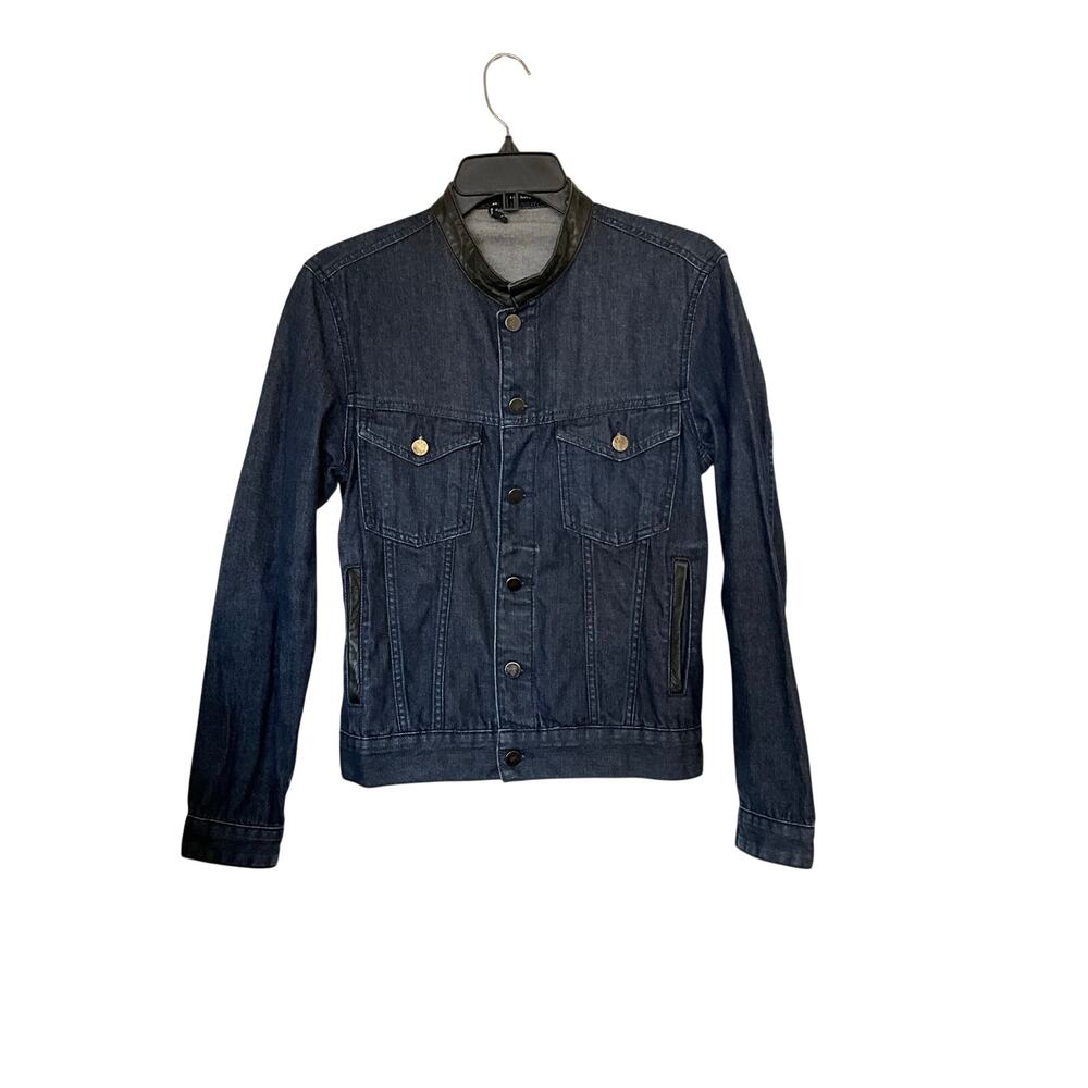 The Kooples Men’s denim Jacket with Leather trim